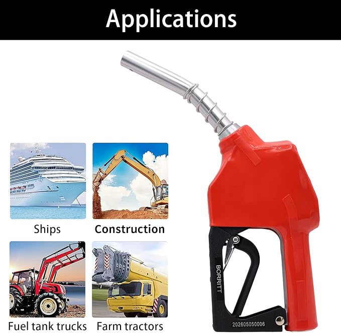 Red 3/4" Inch NPT Automatic Shut-Off Fuel Nozzles Three Notch Hold Open Clip With Filter 13/16"Spout Max Flow Rate 16 GPM Perfect For Gas Stations,Transportation for diesel,gasoline,kerosen