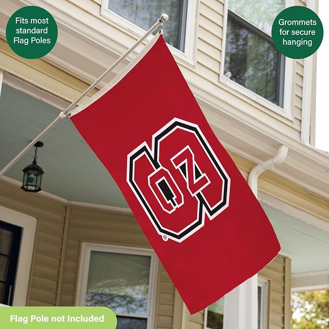 NCAA North Carolina State University Flag with Grommets, 3'x5' NC State Wolfpack Outdoor College Flags & Banners for Garden Patio Indoor Wall Décor