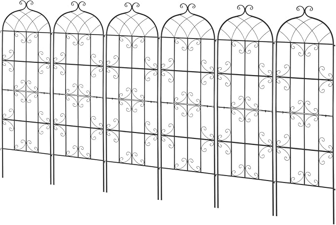 VEVOR Garden Trellis for Climbing Plants, 71 x 20 in, 6 Packs Rustproof Metal Garden Flower Trellis, Outdoor Climbing Rose Clematis Cucumbers Trellis Decorative for Courtyards Lawns