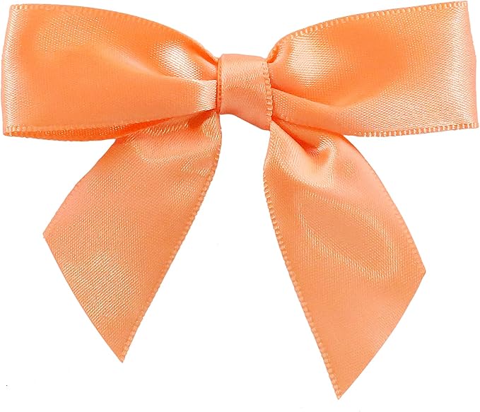 Reliant Ribbon 5171-06203-2X1 Satin Twist Tie Bows - Small Bows, 5/8 Inch X 100 Pieces, Peach
