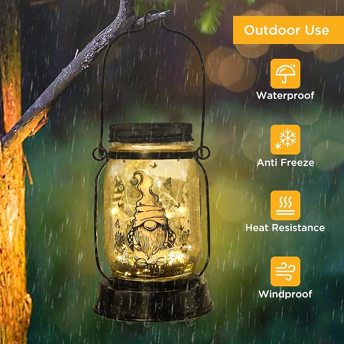 kyoryuger Gnome Gifts for Women/Men Gnome Lovers Solar Lantern Mom Birthday, Mothers Day, Dwarf Solar Funny Garden Decoration Outside for Yard, Patio,Backyard,Porch, Torches