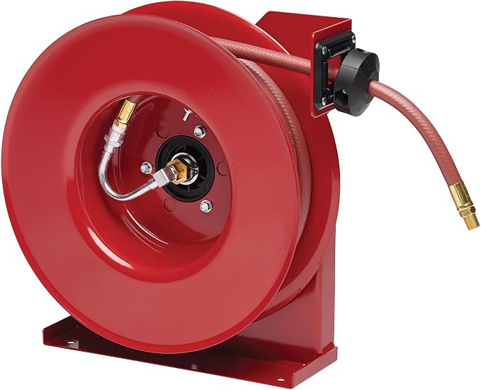 Reelcraft 5635 Premium Duty Spring Retractable Hose Reel, Spring Driven Hose Reel for Air and Water, ⅜” x 35’