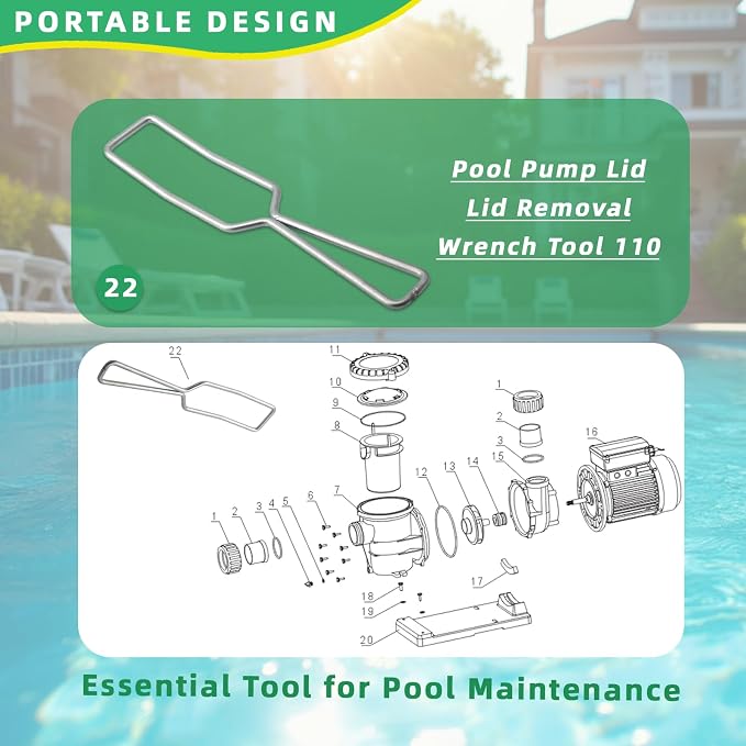 Swimming Pool Pump Cover Removal Wrench Tool Compatible with 110 | Compatible with Hayward Power Flo Pumps, Swimming Equipment, Filter Covers - Replacement - Swimming Pool Pump Wrench U79-11
