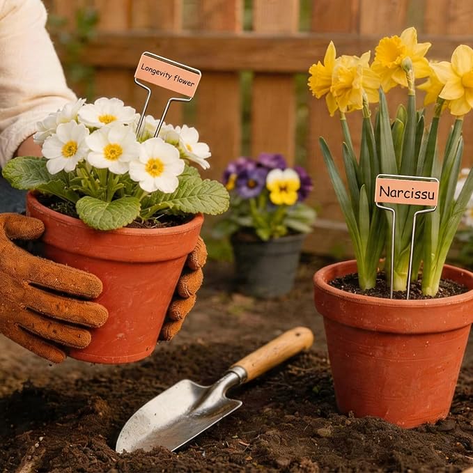 Greaner 2.6" x 10" Garden Labels, 60 Packs Plant Labels for Outdoor Waterproof, Plant Markers with Permanent Pen and Rainproof Pet Films for Indoor Outdoor Use