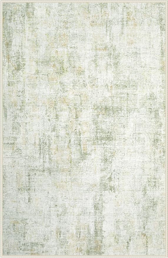 Area Rugs 6x9 Living Room: Washable Rug Modern Abstract Large Rugs Soft Non Slip Neutral Rug Indoor Carpet for Bedroom Kitchen Dining Room Nursery Home Office Rugs(Green Brown,6'x9')