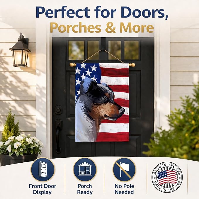 Caroline's Treasures CK6672CHF Ratonero Bodeguero Andaluz American Flag House Flag Large Porch Sleeve Pole Decorative Outside Yard Banner Artwork Wall Hanging, Polyester, House Size, Multicolor