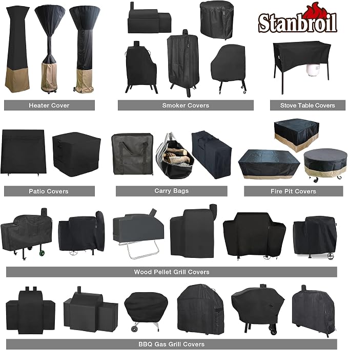 Stanbroil Pyramid Patio Heater Cover, Heavy Duty Waterproof Outdoor Heater Cover with Zipper, 21x21x90 Inch, Black&Camel