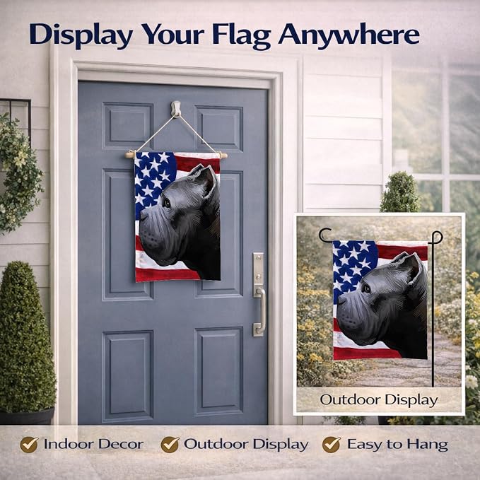 Caroline's Treasures CK6474GF Cane Corso Dog American Flag Garden Flag Mailbox Flag Decorative Yard Flag Banner Outside Patio Artwork Yard Flower Beds, Garden Size, Multicolor