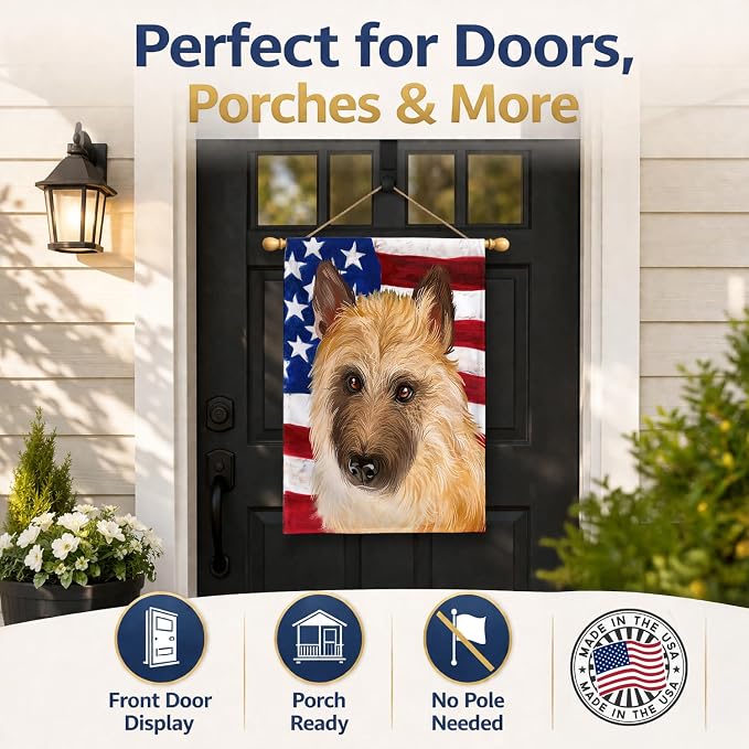 Caroline's Treasures CK6427CHF Belgian Laekenois American Flag House Flag Large Porch Sleeve Pole Decorative Outside Yard Banner Artwork Wall Hanging, Polyester, House Size, Multicolor