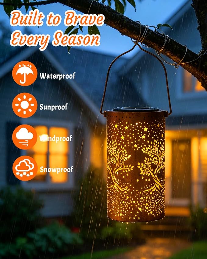 ANYTALK Tree of Life Solar Lanterns Outdoor Waterproof, Birthday Gifts for Women Mom Grandma, Hanging Solar Lights for Yard, Patio, Porch, Garden Decor, Christmas Gifts for Her/Him
