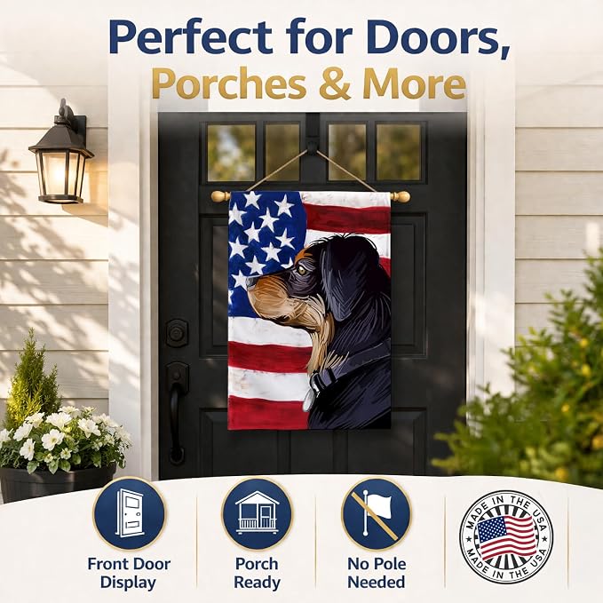 Caroline's Treasures CK6744CHF Transylvanian Hound American Flag House Flag Large Porch Sleeve Pole Decorative Outside Yard Banner Artwork Wall Hanging, Polyester, House Size, Multicolor