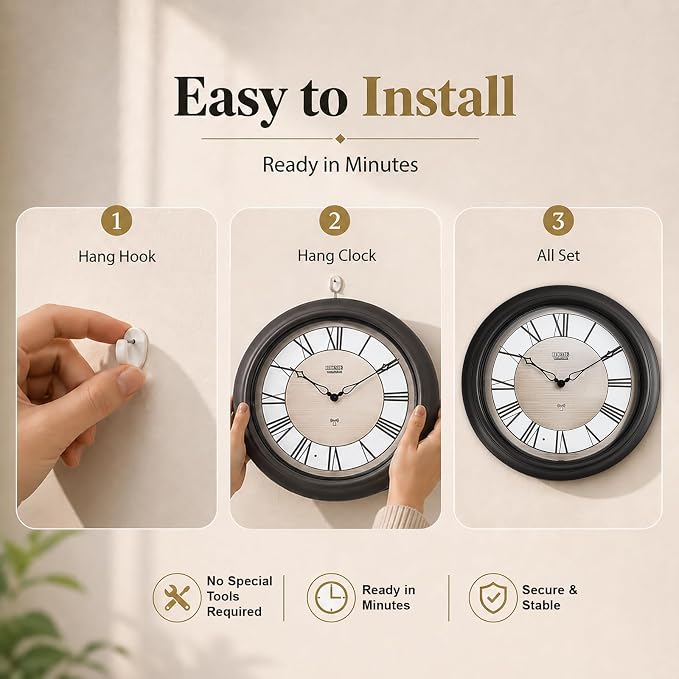 Pytha Sight 18 Inch Outdoor Clocks Waterproof, Atomic Analog Large Roman Numerals Outdoor Wall Clock with Light Sensor, Silent Non-Ticking Outdoor Clock for Patio Garden Porch Pool