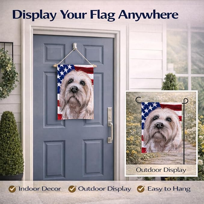 Caroline's Treasures CK6501GF Dandie Dinmont Terrier American Flag Garden Flag Mailbox Flag Decorative Yard Flag Banner Outside Patio Artwork Yard Flower Beds, Garden Size, Multicolor