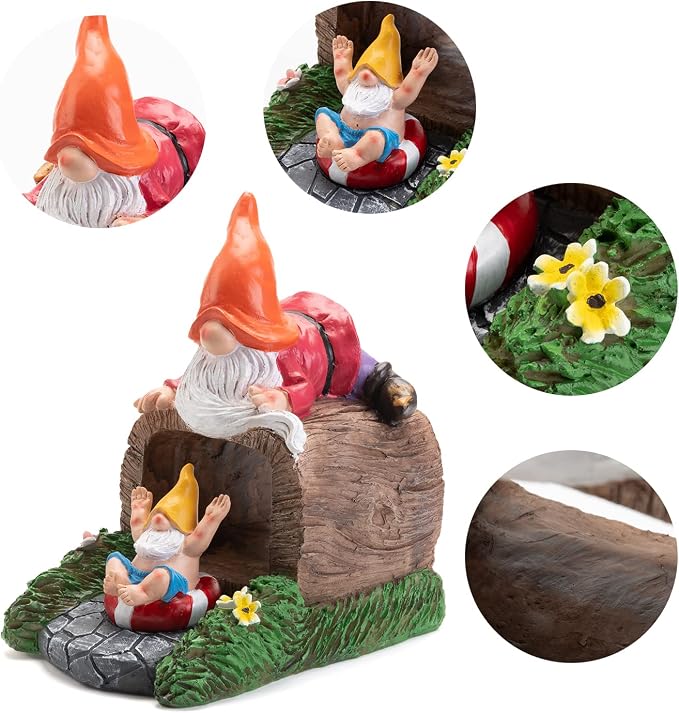 Garden Statue for Gutter/Downspout Extension Decoration, 4 * 3" Outdoor Extender Statues, Gnome Outdoor Decor