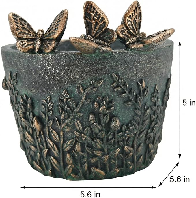 Butterfly Decorative Planter for Indoor Outdoor Resin Plant Pots Small Garden Flower Pot for Succulent Cactus Balcony Porch Patio Railing Office Gardening Lovers Women Home Decor