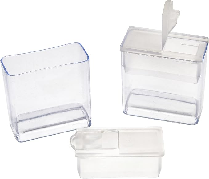 The Beadsmith Clear Plastic Boxes - Rectangle with a Flip Top Cap - 7/16” x 1” x 1” - Use for Beads, Bath Salts, Wedding & Party Favors, Home or Office Storage - Bag of 100