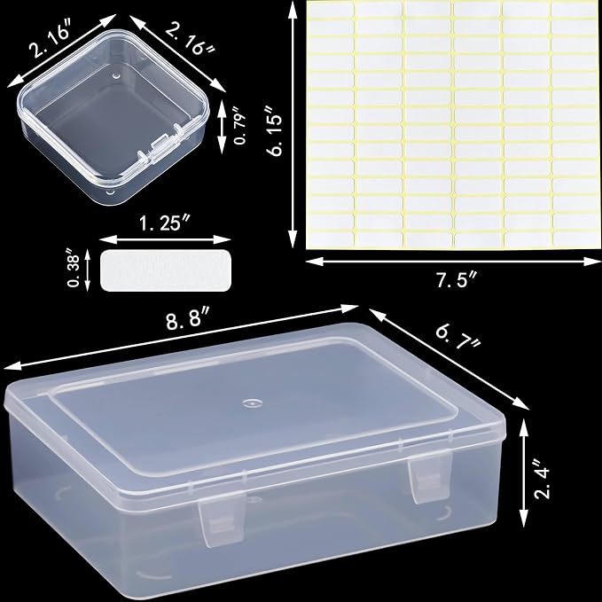 Bead Organizer, 90Pcs Small Clear Plastic Bead Storage Containers with Label, 3 Large Craft Storage Cases with Hinged Lid, Storage Box for Jewelry Making Diamond Art DIY Bracelet Seed Screw Mini Parts