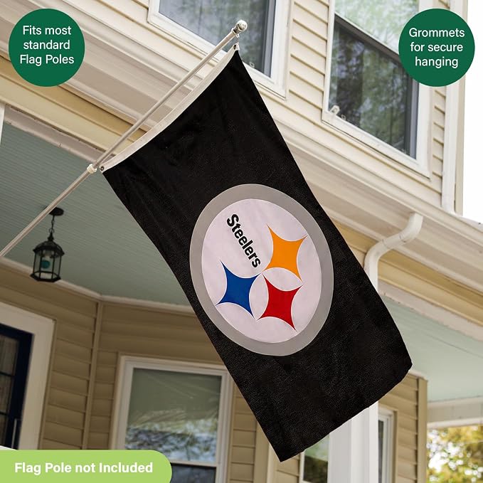 Team Sports America NFL Pittsburgh Steelers 3 x 5 Outdoor Durable Flag with Grommets | Heavy Duty Flag & Banner for Outdoor Garden Patio | Indoor Wall Decor | Works with Flag Poles for House