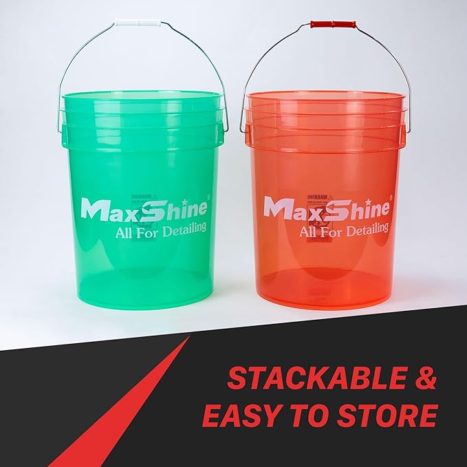 Maxshine 5 Gallon Detailing Bucket - Black Universal Car Wash Bucket for Auto Detailing, Scratch-Free Washing, Garage Storage, Holds Soap, Foam Cannon, Brushes & Microfiber Towels