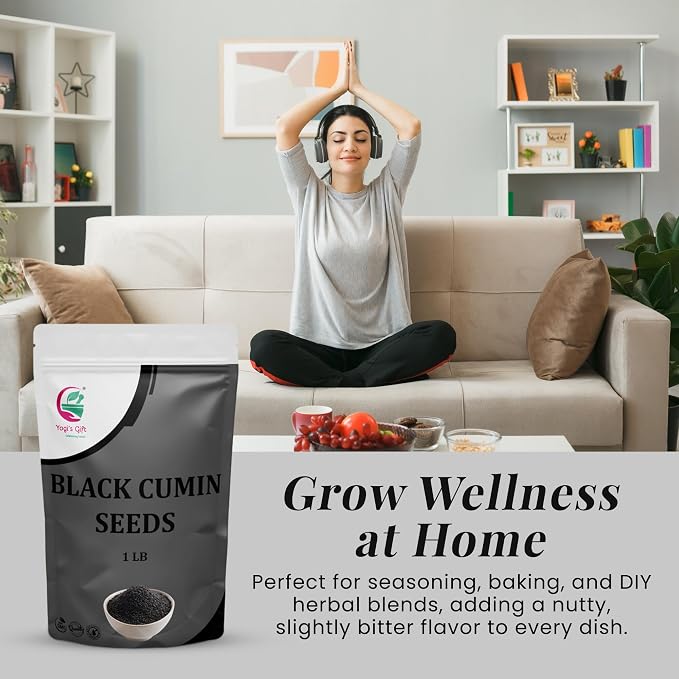 Black Cumin Seeds 1 LB, Nigella Sativa, 100% Pure & Natural, Premium Quality Kalonji Seeds, Perfect for Seasoning, Cooking, Sprouting & Herbal Uses - By Yogi’s Gift®