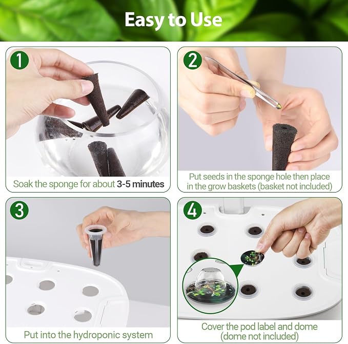 Growell 280Pcs Hydroponic Pods Kit, 140 Grow Sponges with 140 Pod Labels, Hydroponics Supplies, Grower Pods Refill Compatible with AeroGarden & Most Growing System, Seed Starter Pods for Indoor Garden