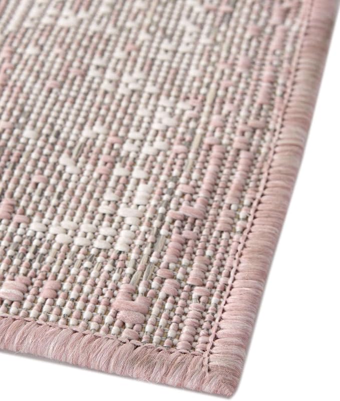 Unique Loom Outdoor Traditional Collection Area Rug - Valeria (5' 3" Square, Pink/ Ivory)