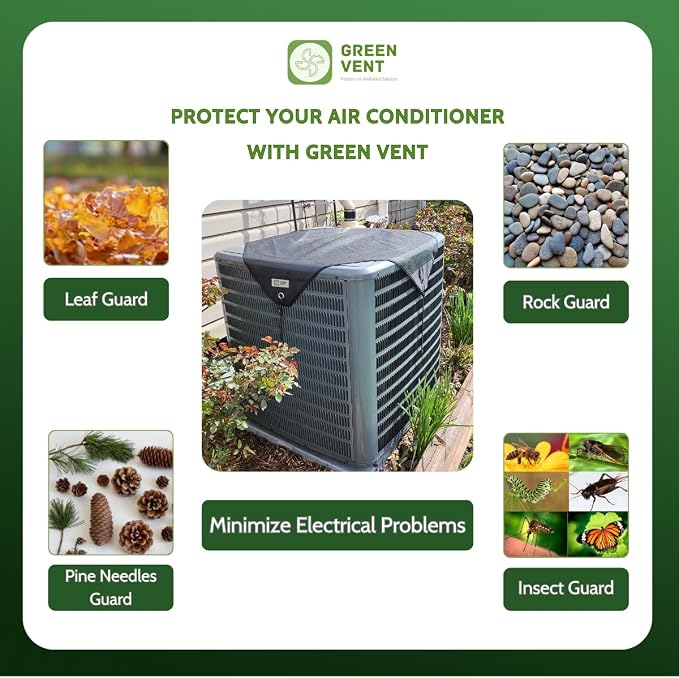 AC Cover for Outside Units – Heavy Duty Mesh Top Shield, AC Shade & Debris Screen, Fits 36×36, Bungee Cord Secure