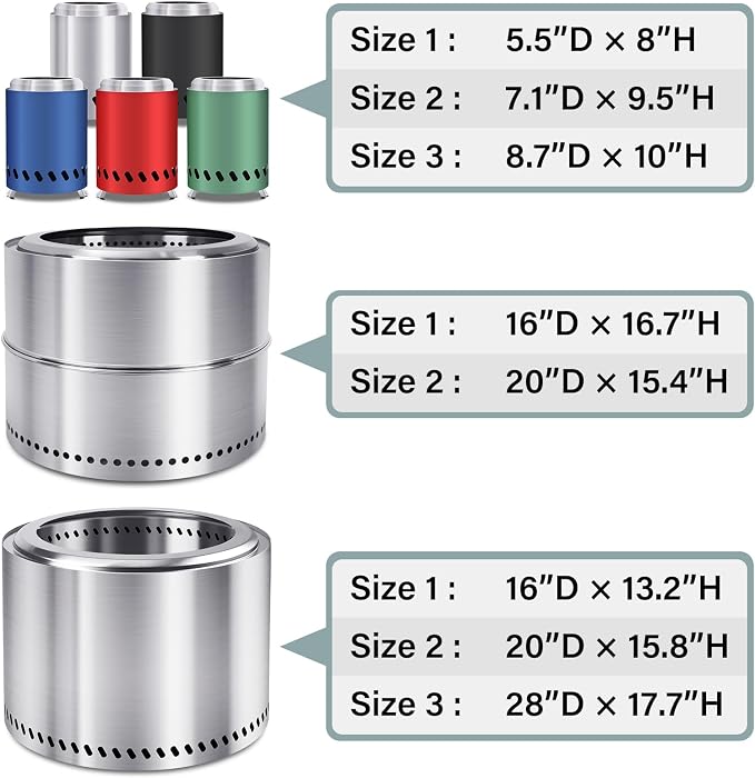 HGD 9.6 x 7.1 in Small Tabletop Fire Pit, Portable Mini Smokeless Table Top Firepit, Low Smoke Camping Stove for Outdoor & Patio, Fueled by Pellets or Wood, with Travel Bag, Stainless Steel, Silver
