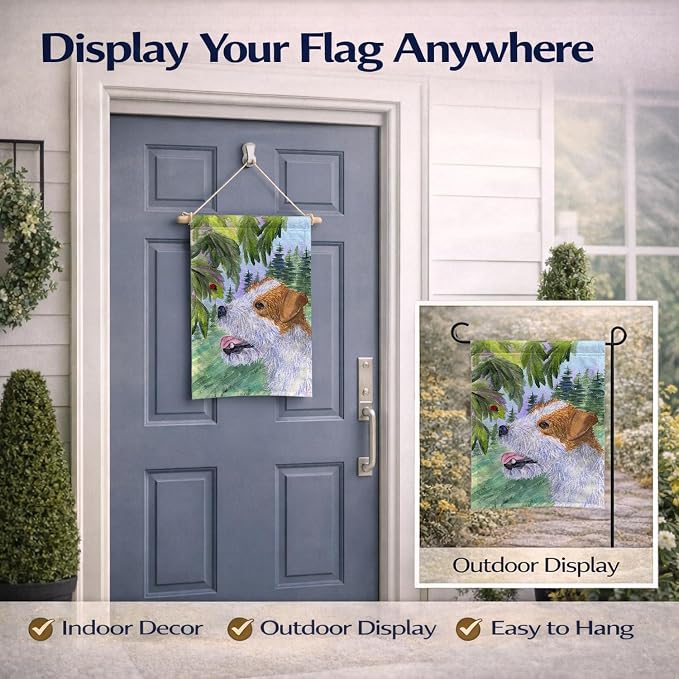 Caroline's Treasures SS8211GF Jack Russell Terrier Garden Flag Mailbox Flag Decorative Yard Flag Banner Outside Patio Artwork Yard Flower Beds, Garden Size, Multicolor