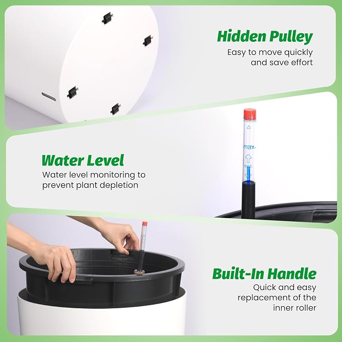 Set of 2 Tall Planters for Outdoor Plants, 20" Large Planter Pots with Drainage Holes & Water Level Monitor, Self-Watering Flower Pots for Patio, Porch, Garden, Front Door Decor, Indoor Outdoor
