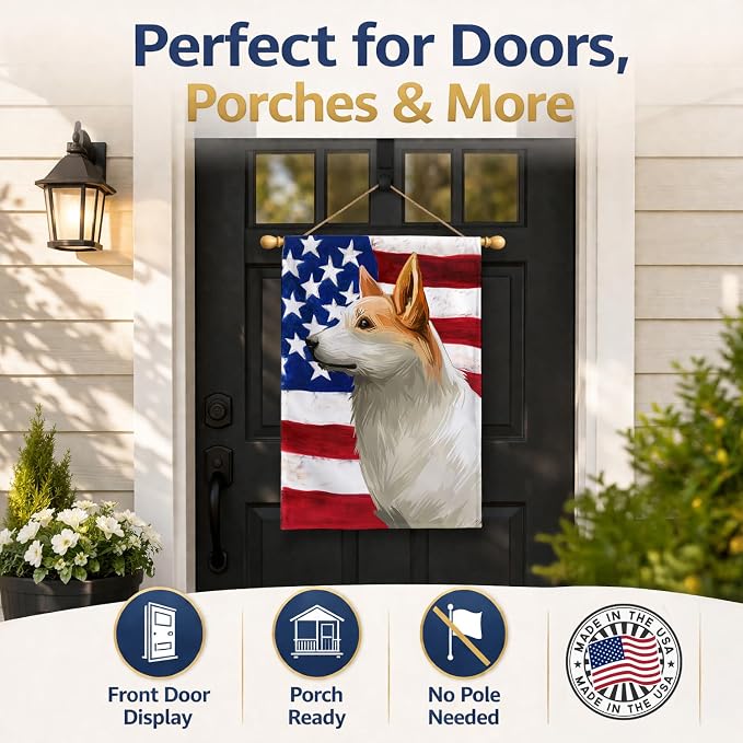Caroline's Treasures CK6628CHF Norrbottenspets Dog American Flag House Flag Large Porch Sleeve Pole Decorative Outside Yard Banner Artwork Wall Hanging, Polyester, House Size, Multicolor