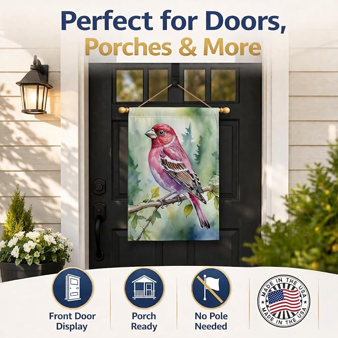 Caroline's Treasures New Hampshire Purple Finch House Flag Large Porch Sleeve Pole Decorative Outside Yard Banner Artwork Wall Hanging, Polyester, House Size, Multicolor