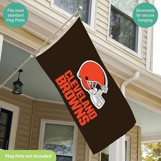 NFL Cleveland Browns 3' x 5' Outdoor Durable Flag with Grommets | Heavy Duty Flag & Banner for Outdoor Garden Patio | Indoor Wall Decor Flag for Room | Works with Flag Poles for Outside House