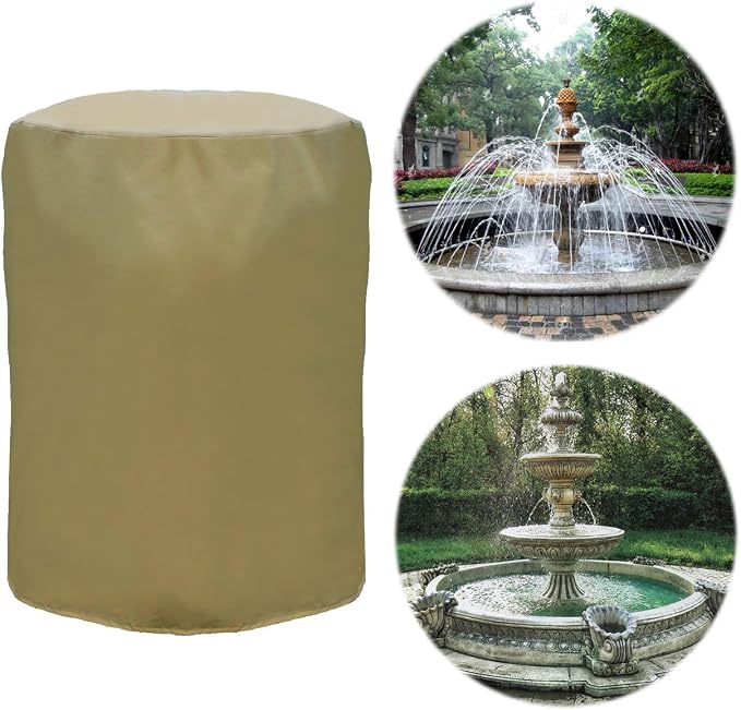 Ogrmar 38"x70" Garden Fountain Cover 600D Oxford Waterproof Dustproof Cover with Locking Drawstring for Winter Outdoor Garden Fountain Statue(38"x70")