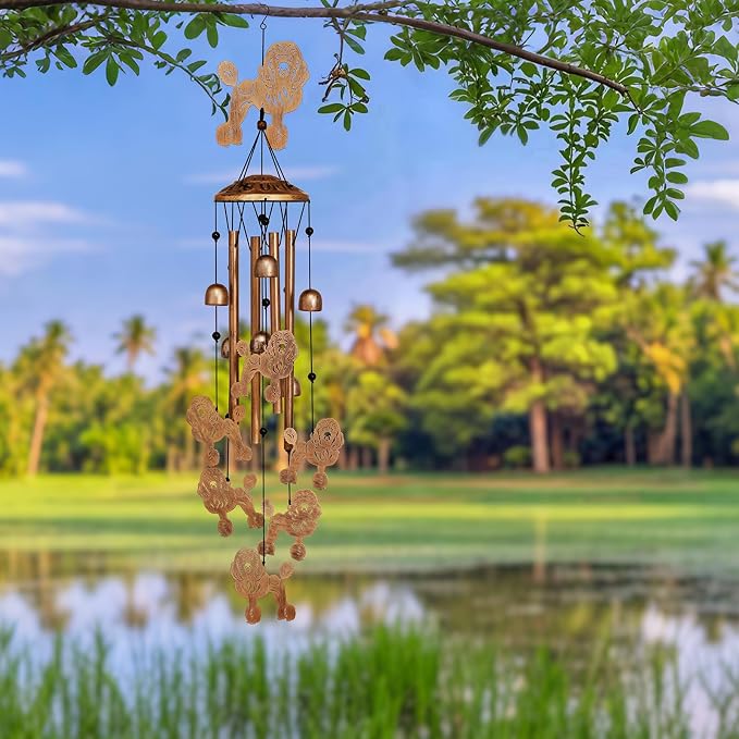 GDNSFIT Poodle Wind Chimes for Outside, Metal Windchimes Outdoors, Poodle Gifts for Women/Men, Memorial/Birthday Gifts, Garden Decor for Outside, Patio or Yard, Durable Chimes for Outdoors