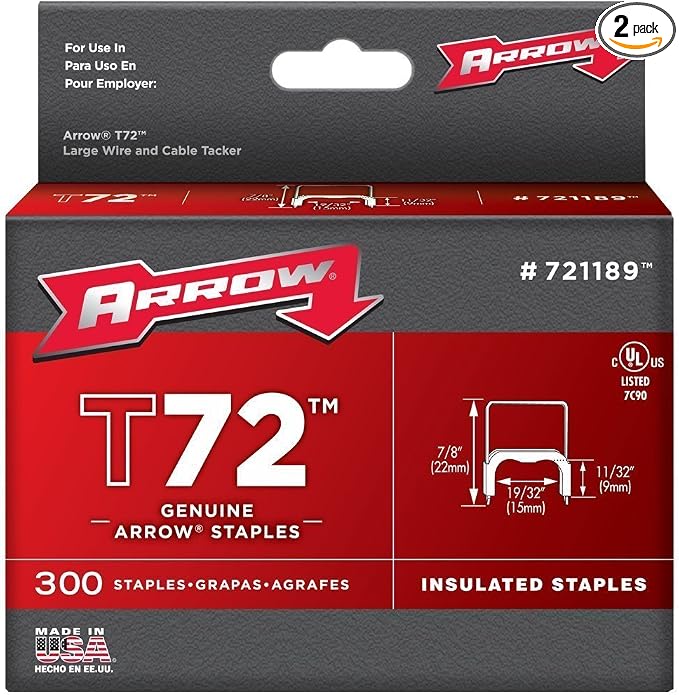 Arrow Fastener 721189 2 Pack 1/2in. T72 Insulated Staple 300/Box