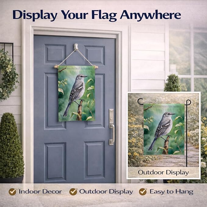 Caroline's Treasures Tennessee Northern Mockingbird Garden Flag Mailbox Flag Decorative Yard Flag Banner Outside Patio Artwork Yard Flower Beds, Garden Size, Multicolor
