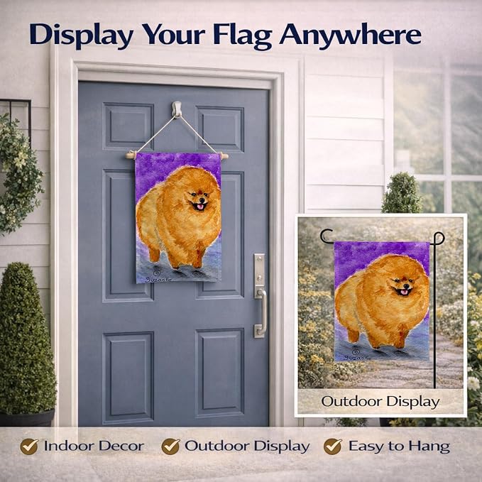 Caroline's Treasures SS8681GF Pomeranian Garden Flag Mailbox Flag Decorative Yard Flag Banner Outside Patio Artwork Yard Flower Beds, Garden Size, Multicolor