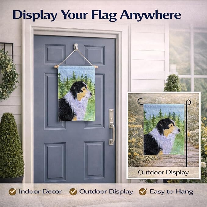 Caroline's Treasures SS8316GF Australian Shepherd Garden Flag Mailbox Flag Decorative Yard Flag Banner Outside Patio Artwork Yard Flower Beds, Garden Size, Multicolor