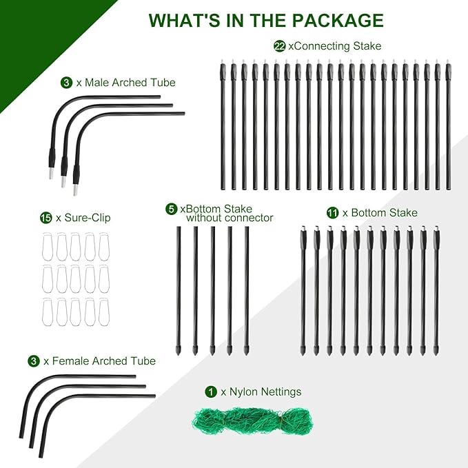 Cucumber Trellis for Raised Bed, 63" Hx 63" L Garden Arch Trellis for Climbing Plants Outdoor, Rustproof Metal Climbing Plant Support Vegetables Snap Pea Pole Bean Fruits Vine Trellis, Black