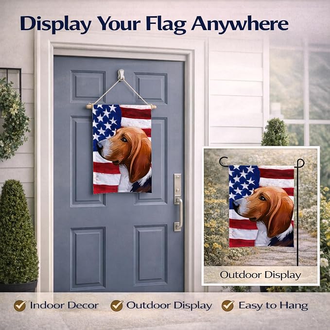 Caroline's Treasures CK6746GF Treeing Walker Coonhound American Flag Garden Flag Mailbox Flag Decorative Yard Flag Banner Outside Patio Artwork Yard Flower Beds, Garden Size, Multicolor