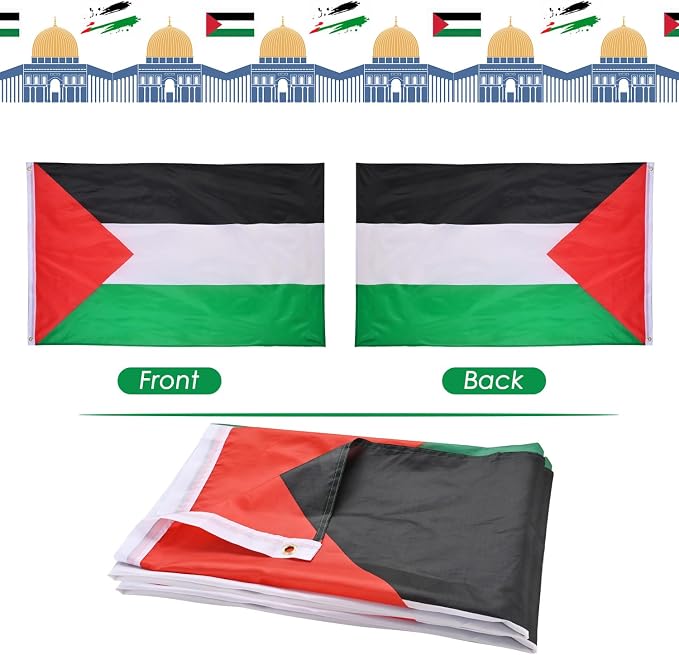 AhfuLife 2 Pcs Palestine Flag Palestinian flag 3 x 5 Ft, Large Palestine Flags for Outside, Double Side with Brass Eyelets for Independence Day Party, Olympic Party Decorations Indoor Outdoor