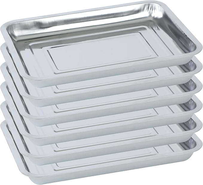 6 Pack Seed Starter Tray 13.78x 10.24x 1.38Inch Plant Germination Trays Stainless Steel Seed Sprouting Trays Microgreens Growing Trays