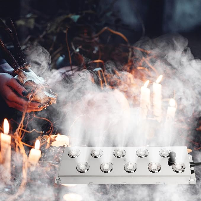 Ultrasonic Mist Fogger Maker 10 Heads, Mist Maker Fogger 7000ml/H | 350W & IP67 Waterproof Power Supply, with 2 Floats & 10 Atomizer Heads Replacements, Perfect for Pond, Greenhouse, Halloween