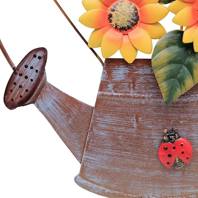 Morning View Metal Sunflower Welcome Sign Hanging Flower Wall Decor Door Sign Decorative Wall Plaque Outdoor Garden Porch Yard Home Decor 14X15.5 Inch