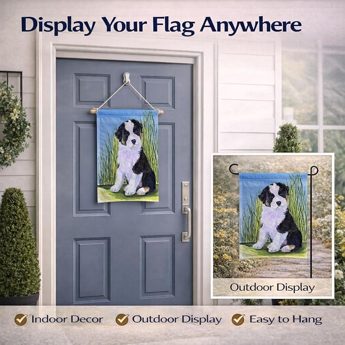 Caroline's Treasures SS8372GF Australian Shepherd Garden Flag Mailbox Flag Decorative Yard Flag Banner Outside Patio Artwork Yard Flower Beds, Garden Size, Multicolor