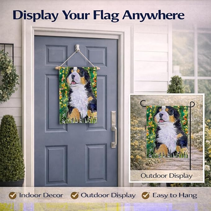 Caroline's Treasures SS8955GF Bernese Mountain Dog Garden Flag Mailbox Flag Decorative Yard Flag Banner Outside Patio Artwork Yard Flower Beds, Garden Size, Multicolor