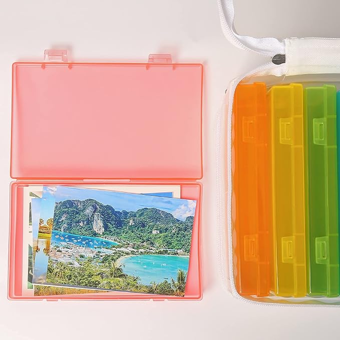 Gbivbe Photo Storage Case - 4x6 Size, Large Box Holds 1000 Photos, Card Storage, Handle Puzzle Cards Seed Packets, 9 Colors