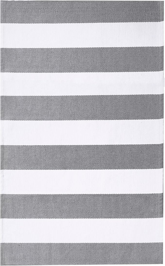IOHOUZE Grey White Striped Rug -27.5" X 43" Front Door Mats Outdoor,Washable Rug for Front Porch Decor,Spring Summer Welcome Mats Outdoor Indoor, Doormat for Farmhouse/Entryway/Home Entrance