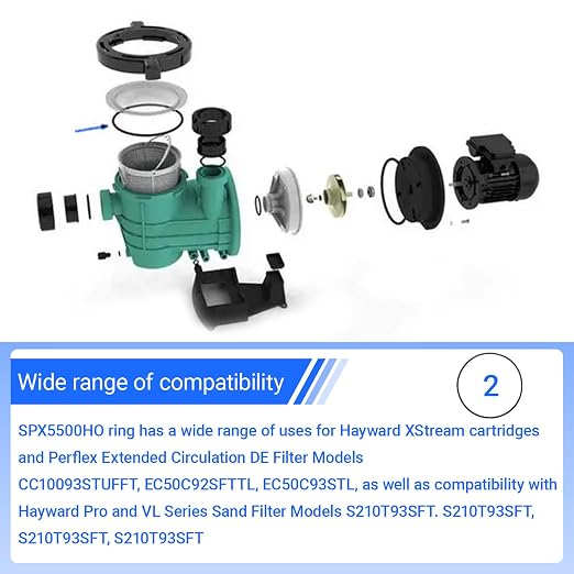 SPX5500H Strainer Cover O-Rings Compatible with Hayward Power | Flo Matrix SP1590 Series & Turbo Flo II Pumps, Durable NBR Seal for Pool Pump Maintenance (2-Pack)